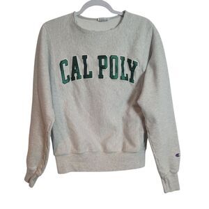 Champion Reverse Weave Cal Poly Sweatshirt Women's Size XS Gray Green READ